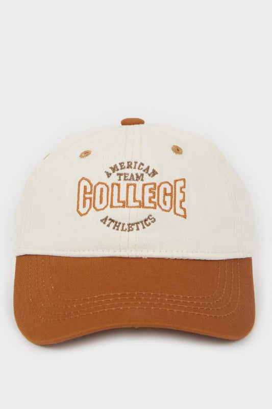 Boy Embroidered Cotton Cap - - Beige 5-9