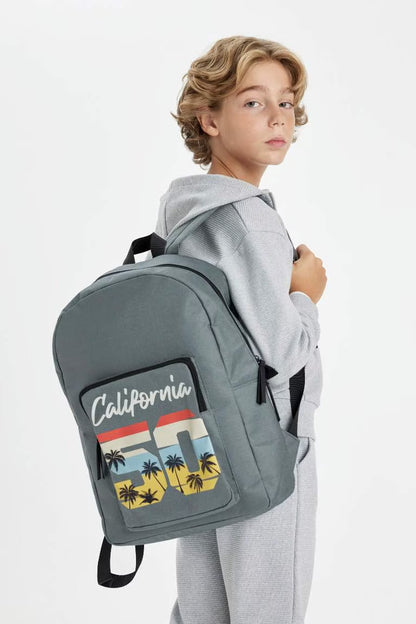 Unisex Patterned Oxford Backpack - -