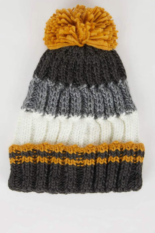 Boy Pompom Knitted Beanie - - Multicolor Standard