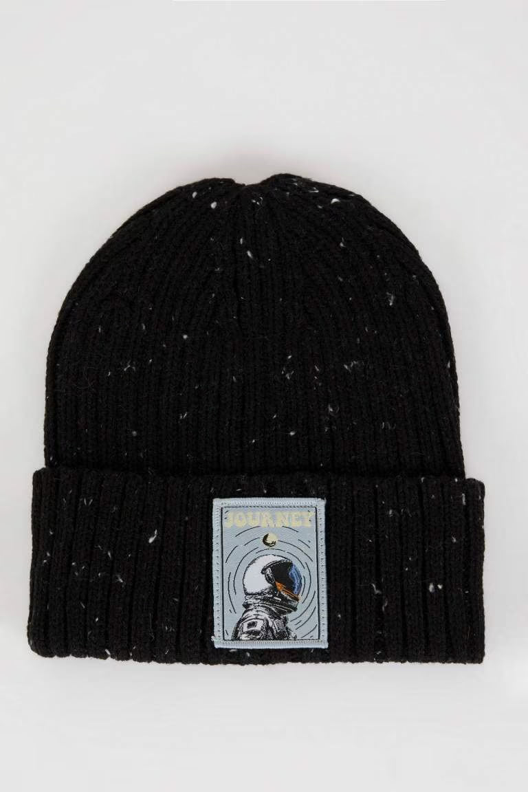 Boy Ribbed Knit Beanie - - Black Standard