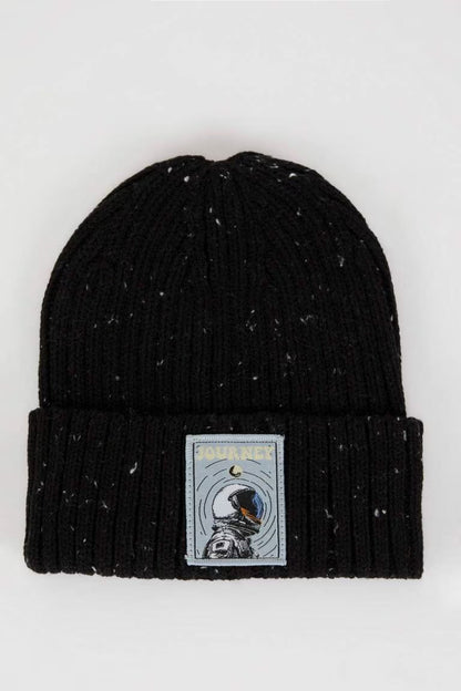 Boy Ribbed Knit Beanie - - Black Standard