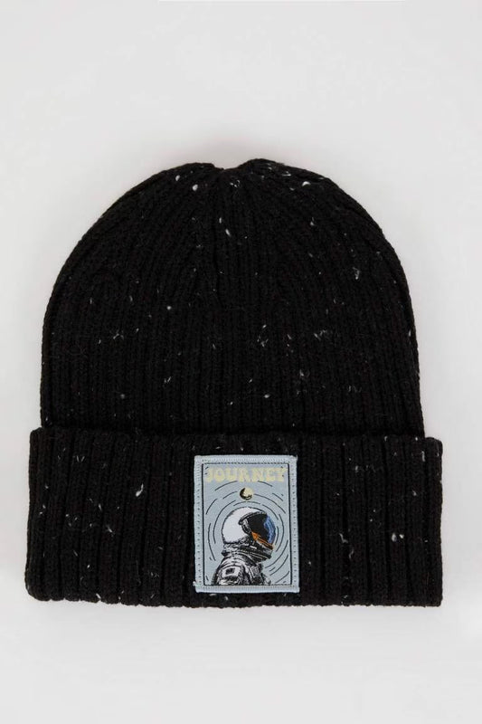 Boy Ribbed Knit Beanie - - Black Standard