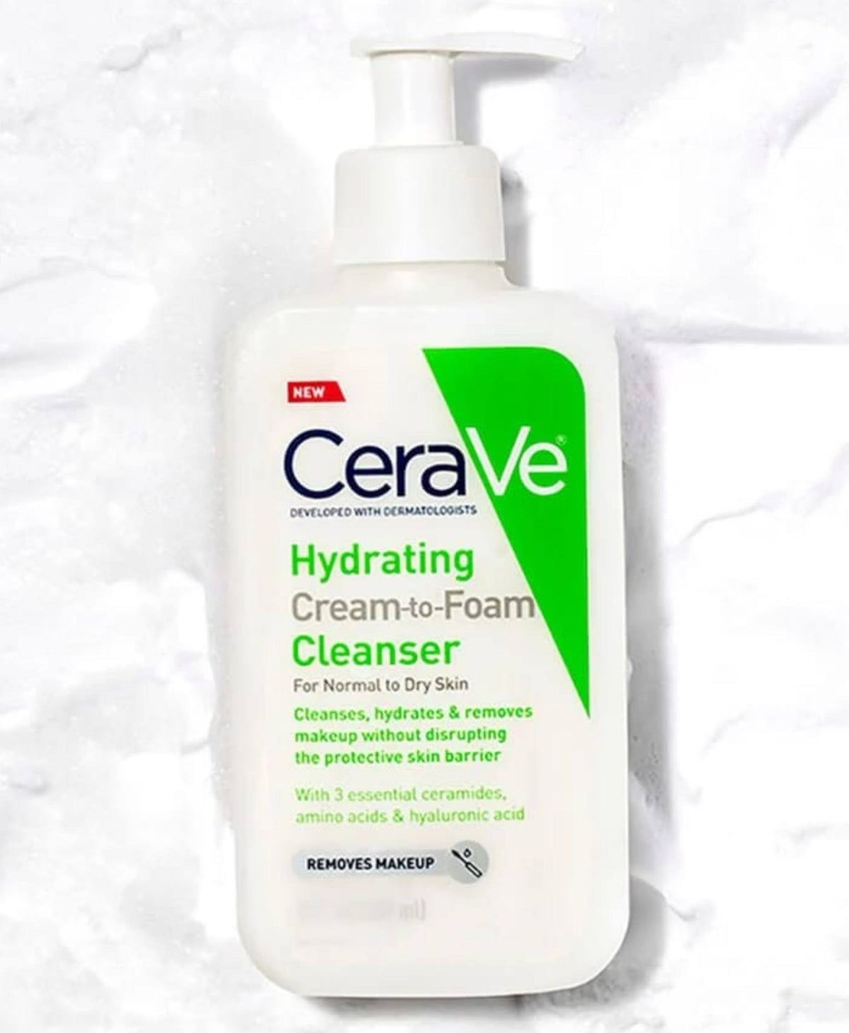CeraVe Hydrating Cream-to-Foam Cleanser for Normal to Dry Skin 473ml (US Version) - - 473ml
