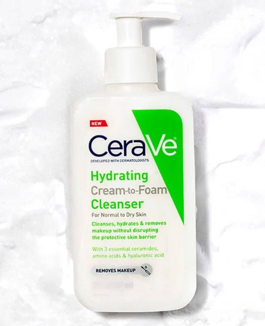 CeraVe Hydrating Cream-to-Foam Cleanser for Normal to Dry Skin 355ml (US Version) - - 355ml