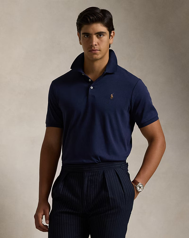 Soft Cotton Polo Shirt - - Navy