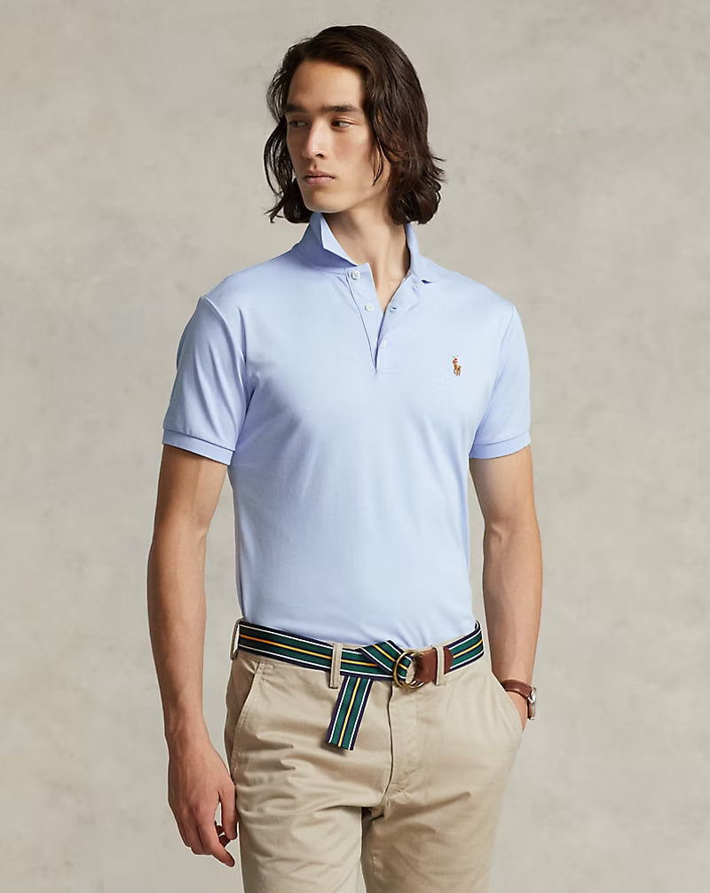 Soft Cotton Polo Shirt - - aqua pearl