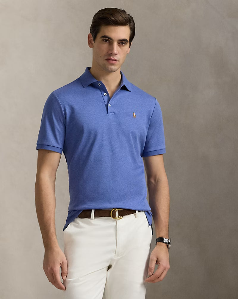 Soft Cotton Polo Shirt - - Blue