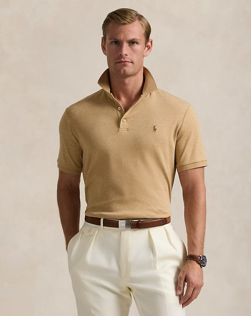 Soft Cotton Polo Shirt - - Beige