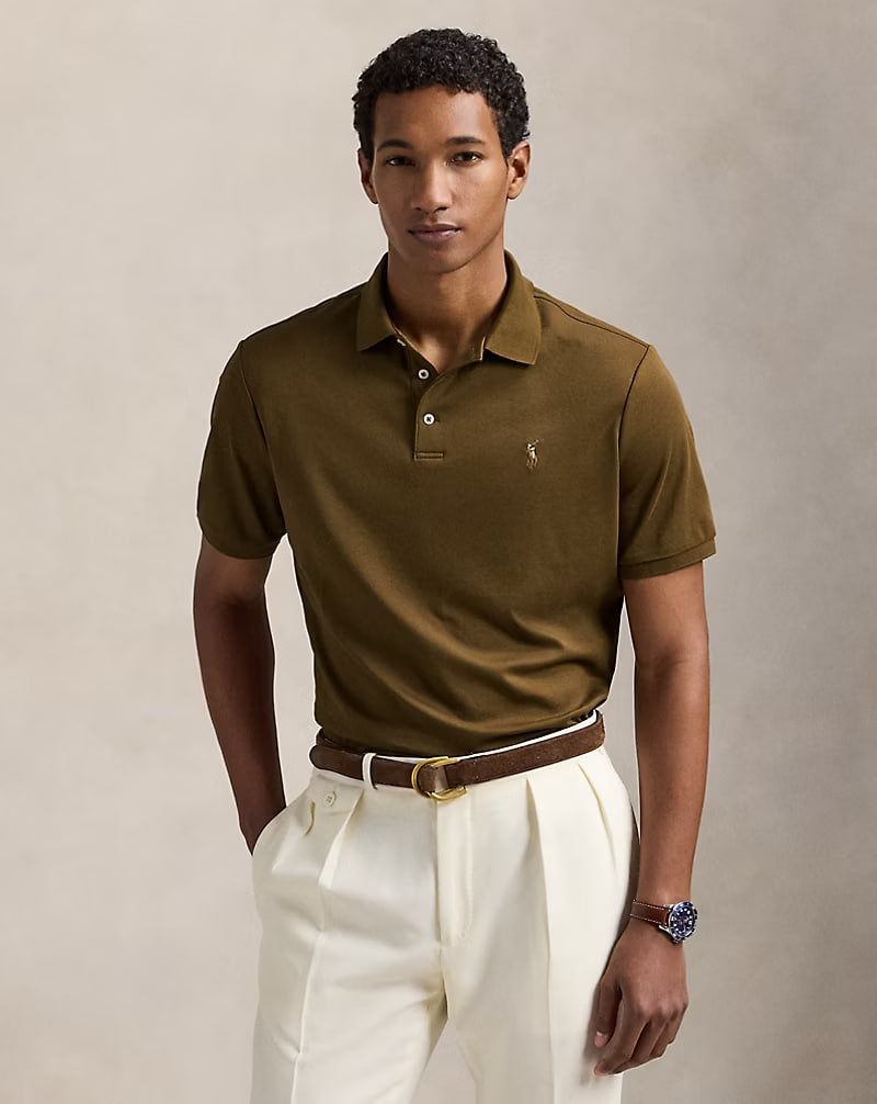 Soft Cotton Polo Shirt - - Brown