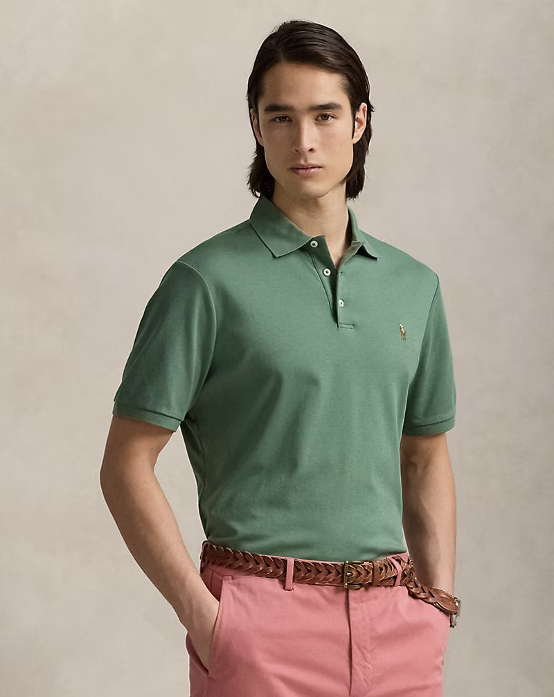 Soft Cotton Polo Shirt - - Green