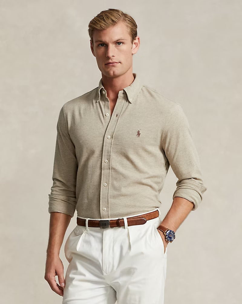 Featherweight Mesh Shirt - - Tuscan Beige Heather