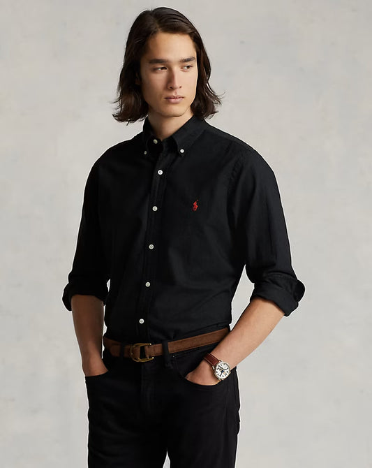 Garment-Dyed Oxford Shirt - classic Fit - - Black