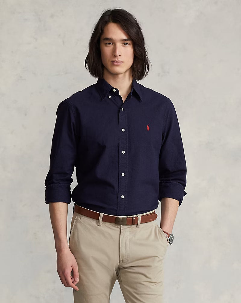 Garment-Dyed Oxford Shirt - classic Fit - - Navy