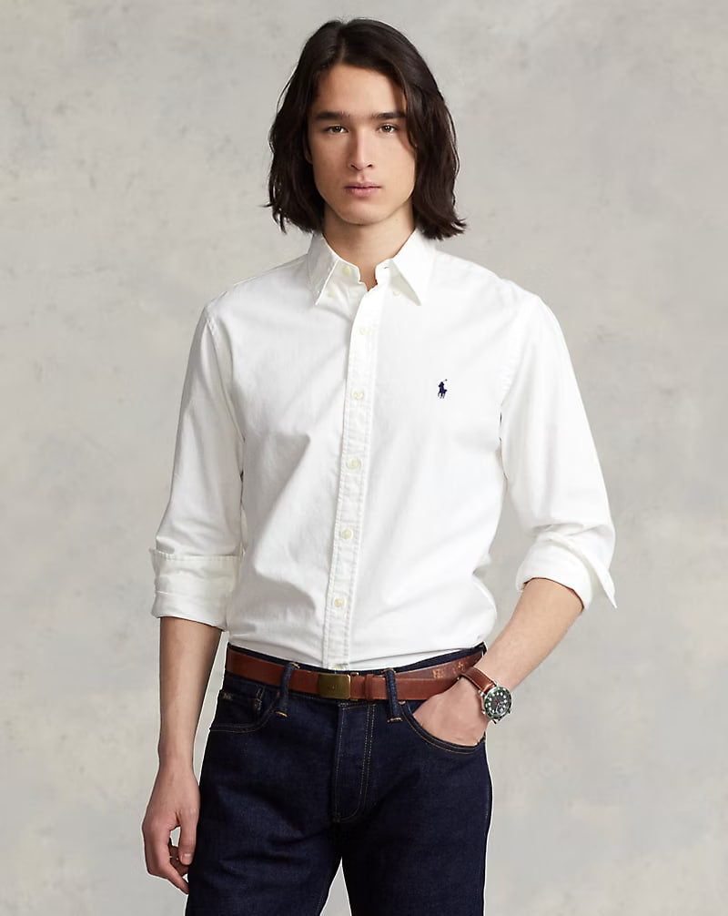 Garment-Dyed Oxford Shirt - classic Fit - - White