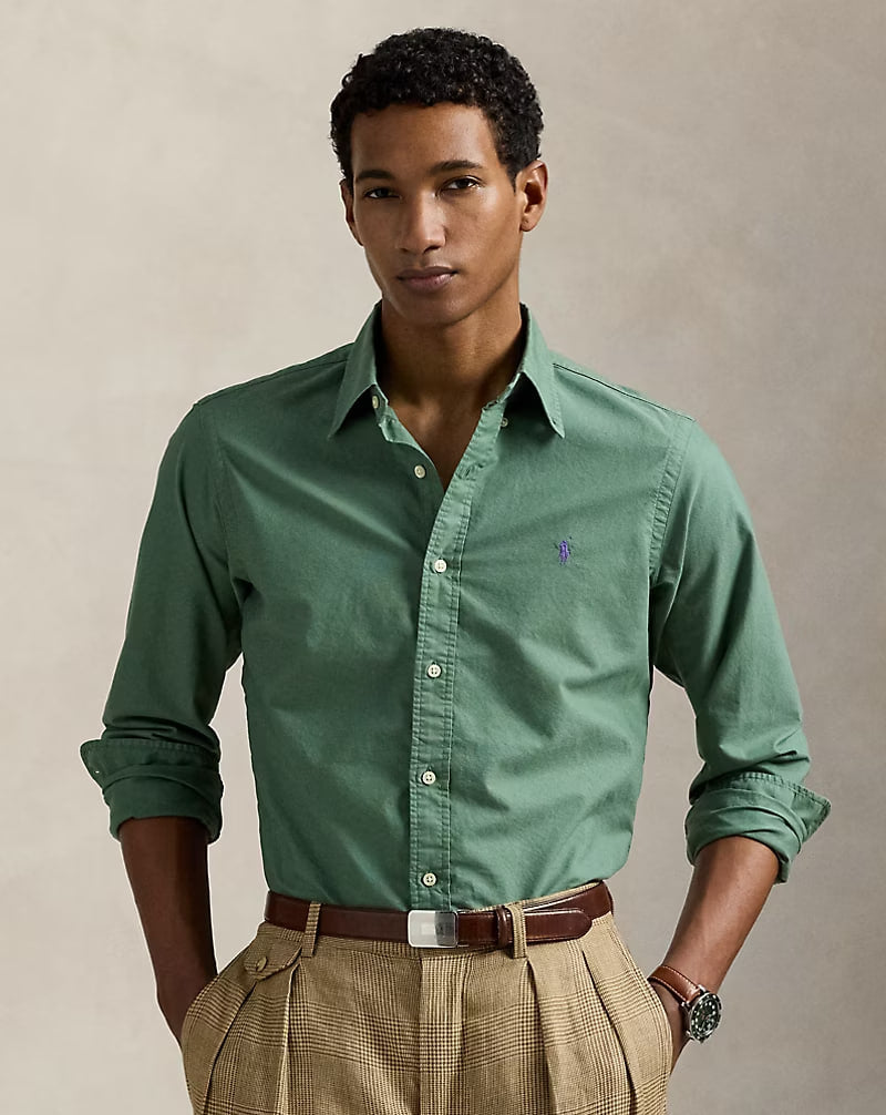 Garment-Dyed Oxford Shirt - classic Fit - - Green