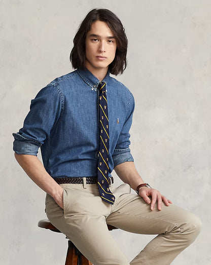 Classic Fit Denim Shirt - - Blue