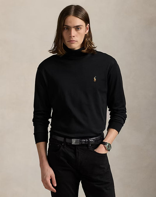 Soft Cotton Turtleneck - - Black