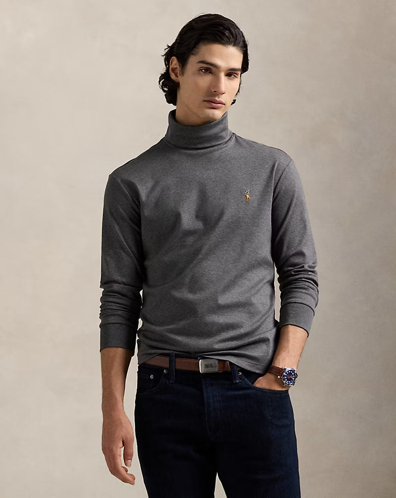 Soft Cotton Turtleneck - - Gray