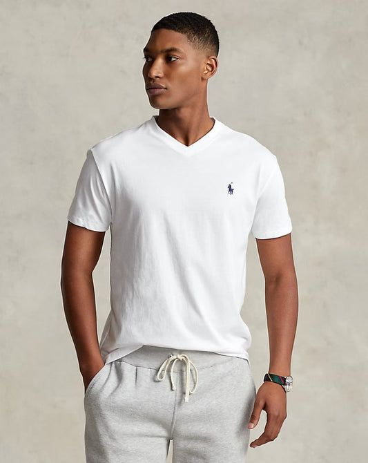 Classic Fit Jersey V-Neck T-Shirt - - White