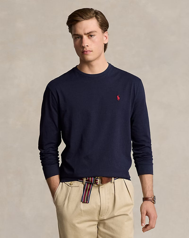 Jersey Long-Sleeve T-Shirt - - Navy