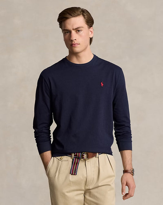 Jersey Long-Sleeve T-Shirt - - Navy