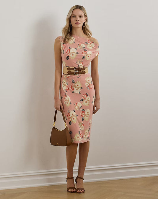 Floral Jersey Off-the-Shoulder Dress - -