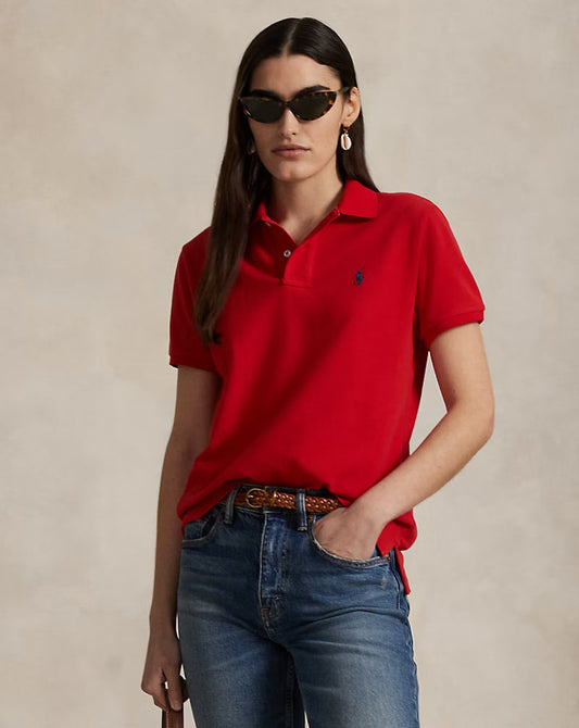 The Iconic Classic Fit Mesh Polo Shirt - - Red