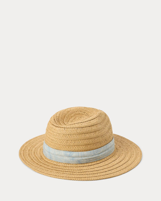 Paisley-Band Straw Fedora - -
