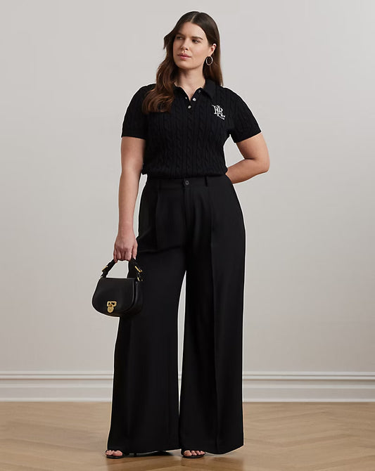 Double-Faced Georgette Wide-Leg Pant - - Black