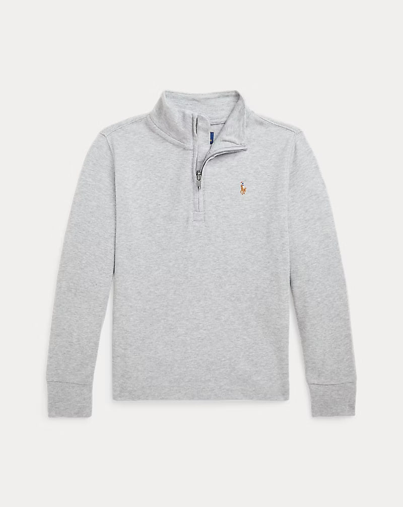 Cotton Interlock Quarter-Zip Pullover - - Heather