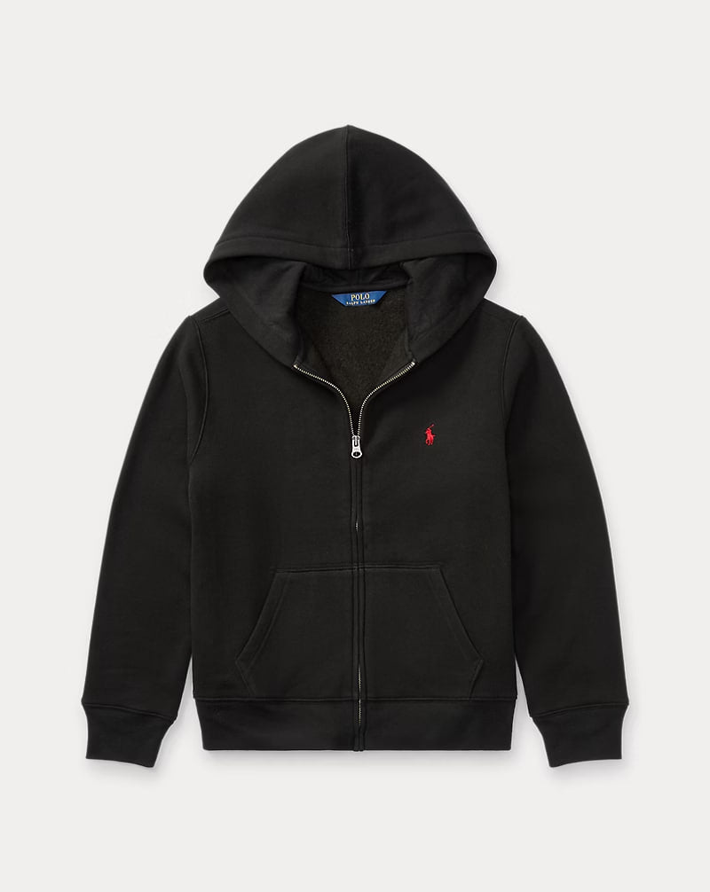 Cotton-Blend Fleece Hoodie - - Black