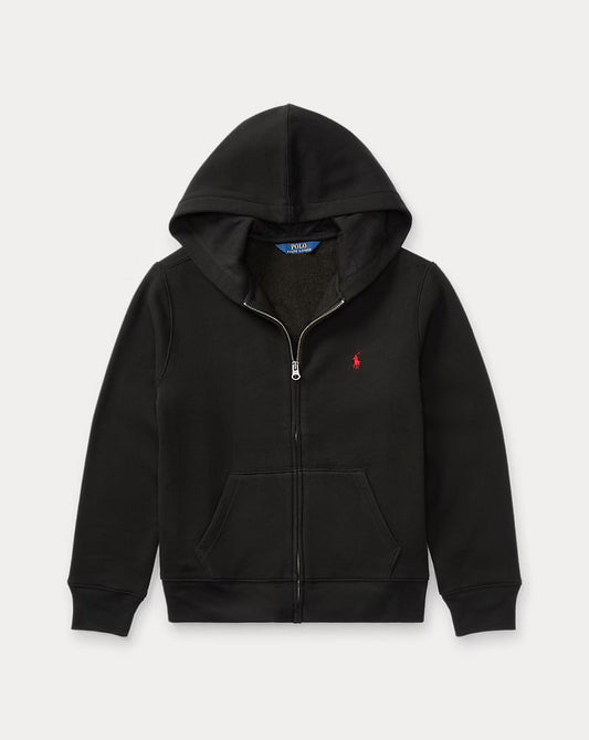 Cotton-Blend Fleece Hoodie - - Black
