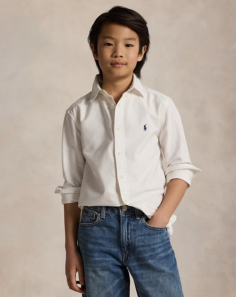 Garment-Dyed Cotton Oxford Shirt 8-20 - - White