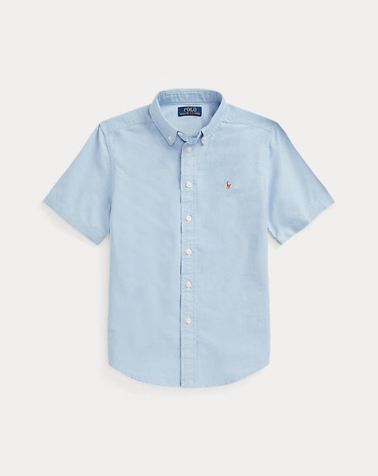 Cotton Oxford Short-Sleeve Shirt 8- 20 - - Cornflower Blue