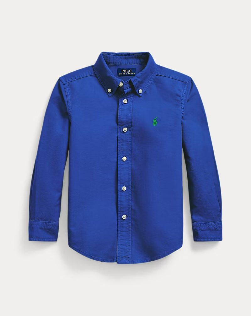 Garment-Dyed Cotton Oxford Shirt 2-6 - - Royal blue