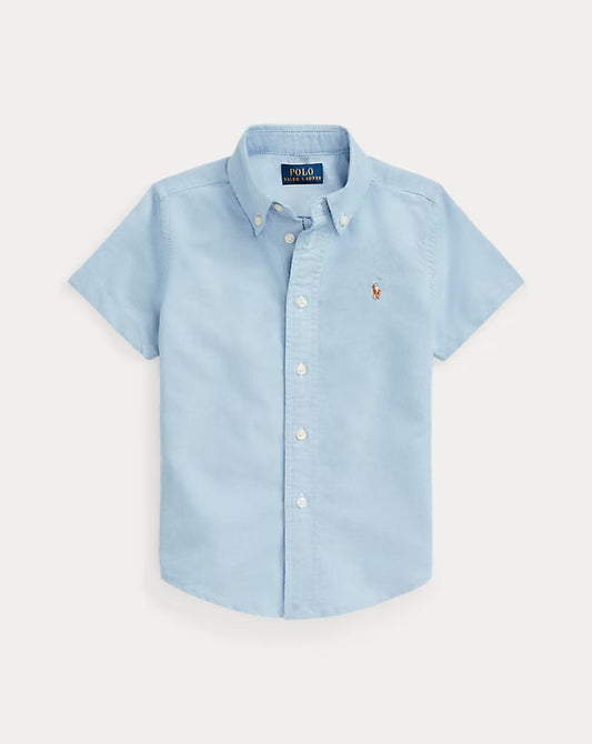 Cotton Oxford Short-Sleeve Shirt 2-7 - - Cornflower Blue