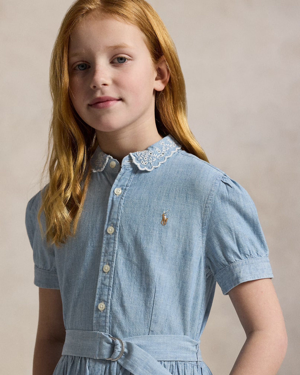 Belted Indigo Chambray Shirtdress 7-16 - - Telesto wash