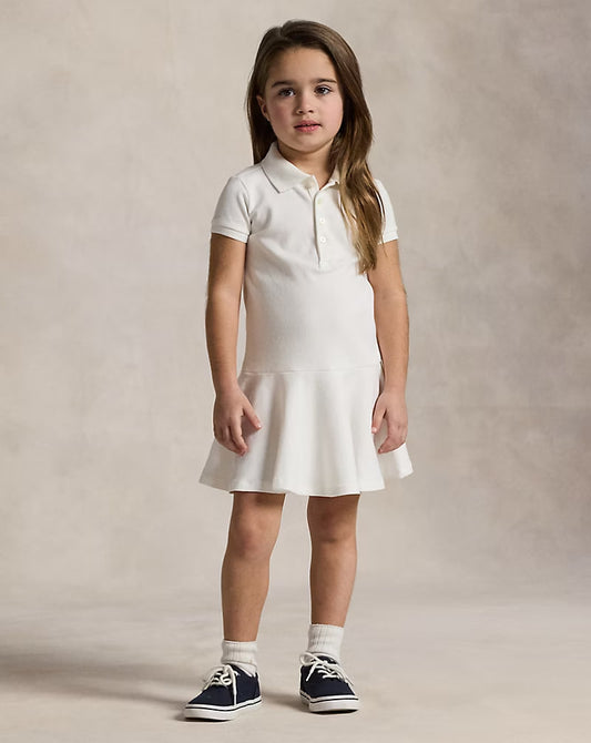 Stretch Mesh Polo Dress 2-6 - - White