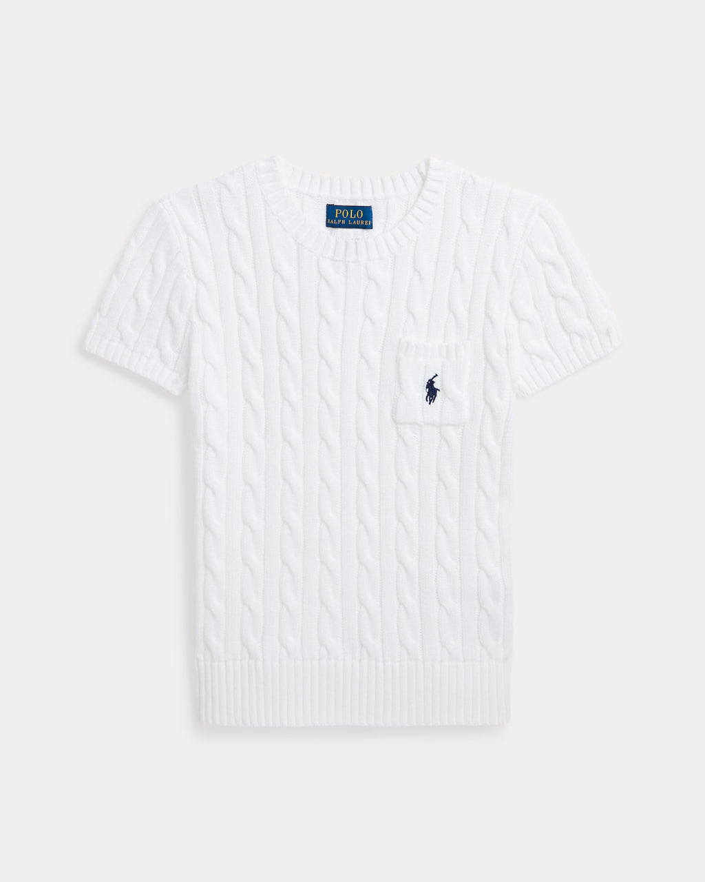 Cable-Knit Cotton Short-Sleeve Sweater 7-16 - - White