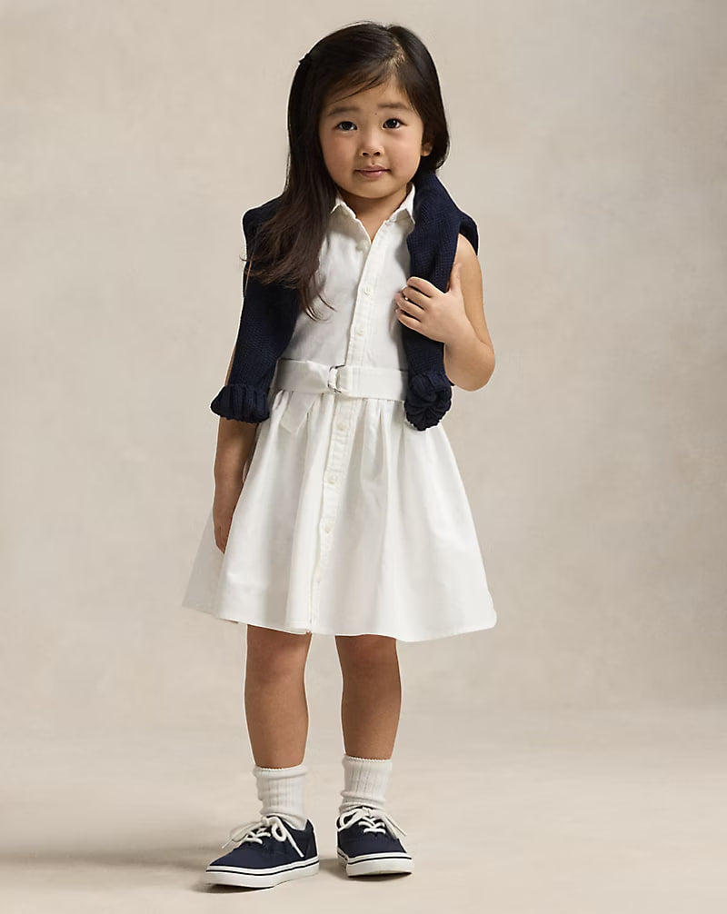Belted Cotton Oxford Shirtdress 2-6 - - White
