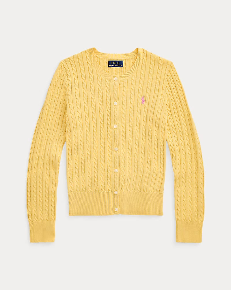 Mini-Cable Cotton Cardigan 7-16 - - Yellow