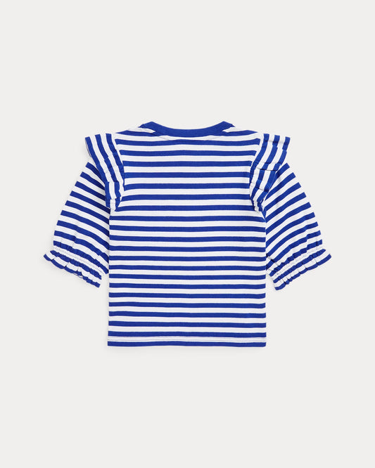 Striped Ruffled Cotton-Modal Top 7-16 - -