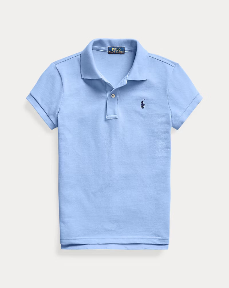 Cotton Mesh Polo Shirt 7-16 - - Blue