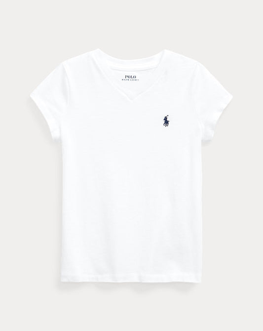 Cotton Jersey V-Neck Tee 2-6 girls - - White