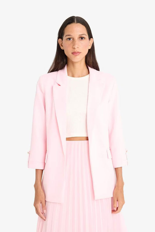 Regular Fit Square Collar Blazer - - Sunrise blush