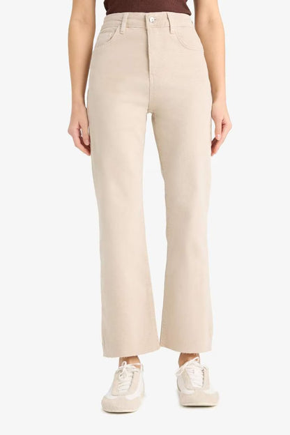 Flare Fit High Waist Crop Jeans - -