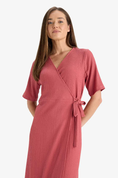 Regular Fit V-Neck Dress - - sunrise blush