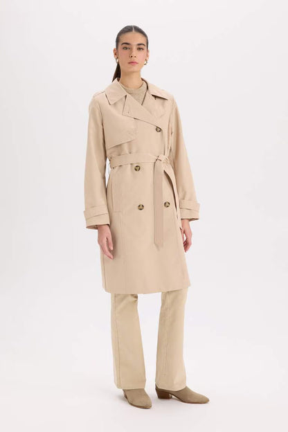 Waterproof Regular Fit Belted Trench Coat - - camel