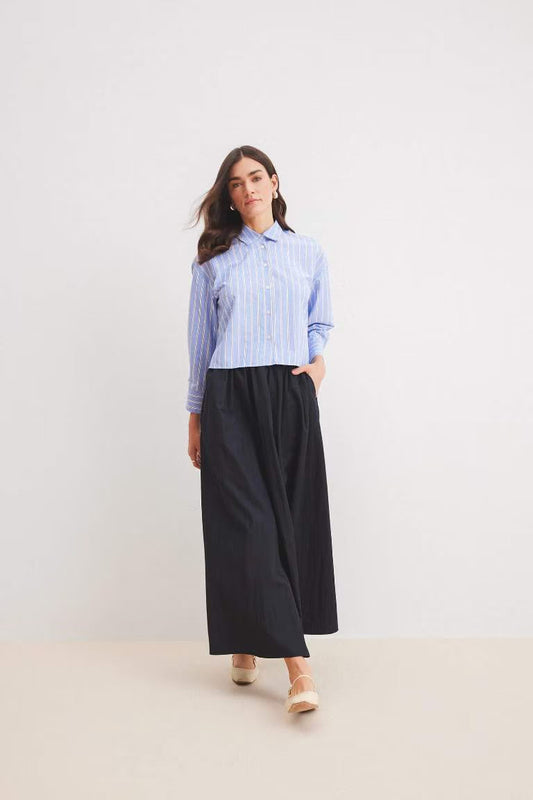 A Cut Flexible Waist Parachute Fabric Maxi Skirt - -
