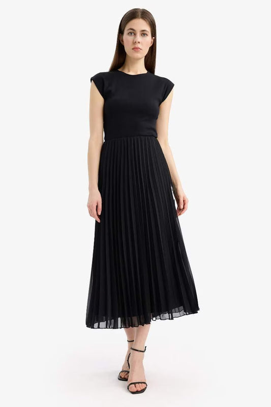 A Line Chiffon Normal Waist Midi Skirt - - Black